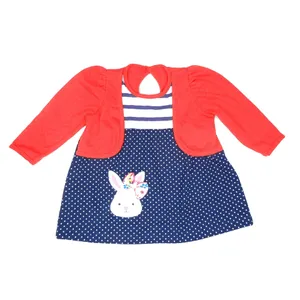 Vestido de Niña 2 Piezas Bebu / Azul Marino/Rojo